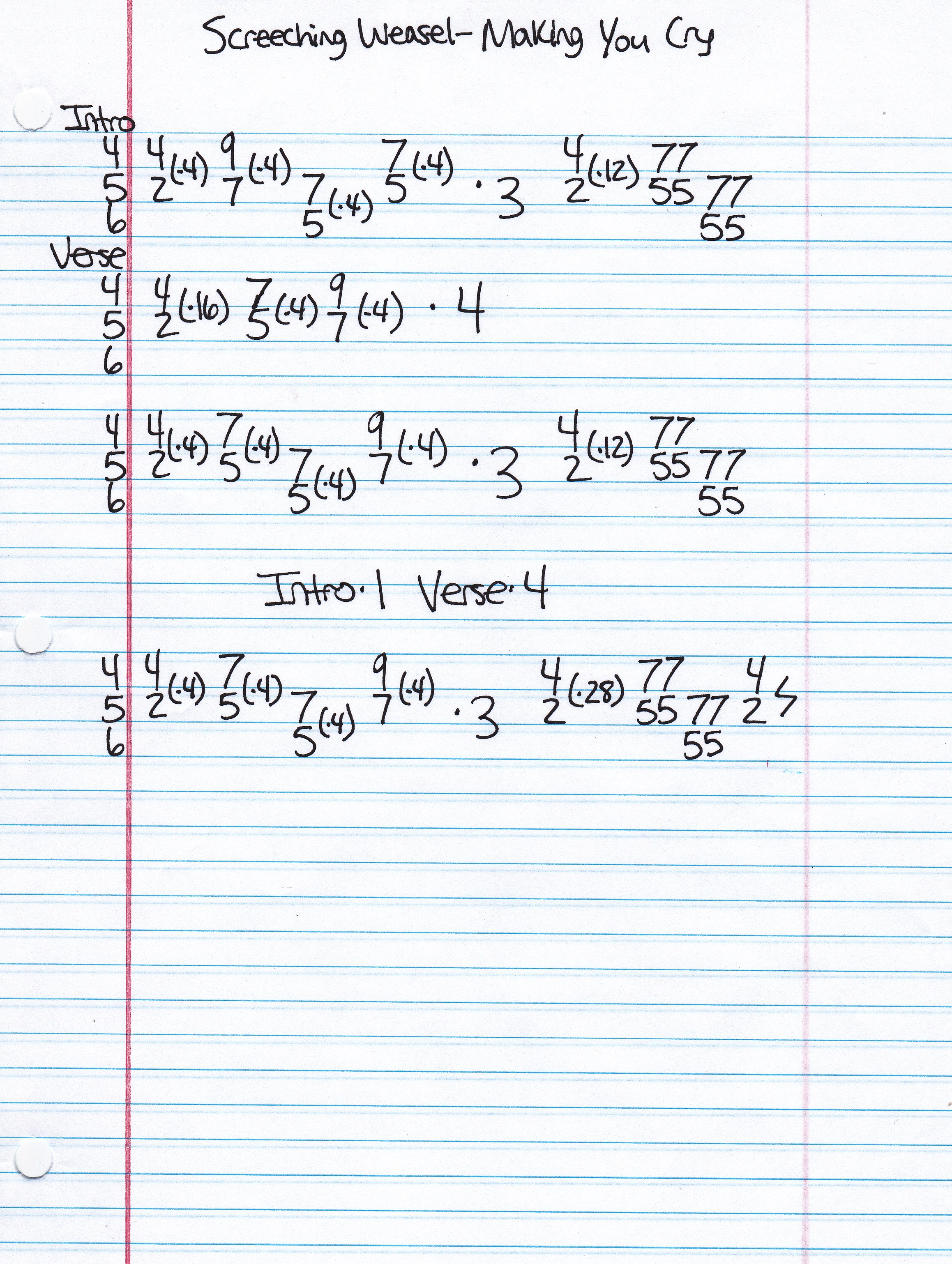 High quality guitar tab for Making You Cry by Screeching Weasel off of the album My Brain Hurts. ***Complete and accurate guitar tab!***